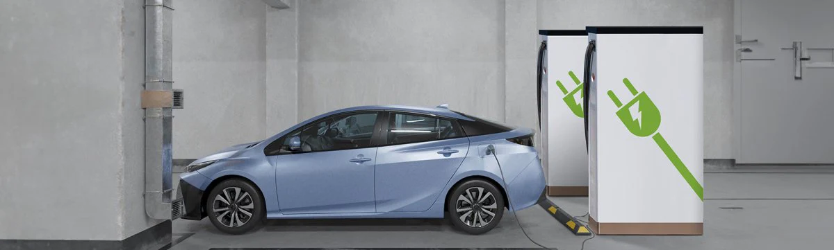 Toyota Prius charging on public charging station
