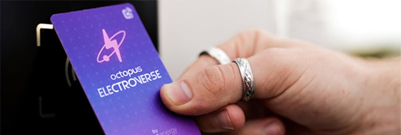 hand holding ev charging electroverse card