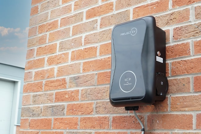 project ev charger on wall